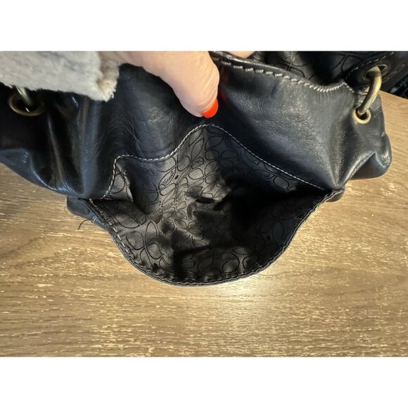 Vintage Fossil Boho Black Shoulder Bag Y2k Biker Hippie Pockets Key Tag Stitch - Picture 13 of 16